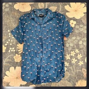 H&M Blue Flamingo Pattern Casual Shirt